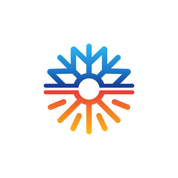 Hvac logo template with sun and snowflake concept