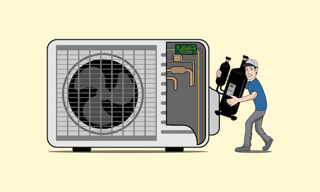 HVAC service with character design illustration