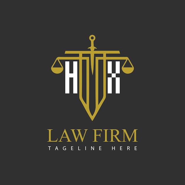 HX initial monogram for lawfirm logo with sword and scale