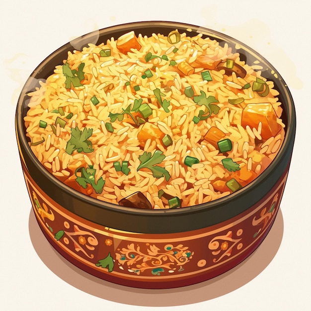 Vector hyderabadi biryani and aromatic rice dish