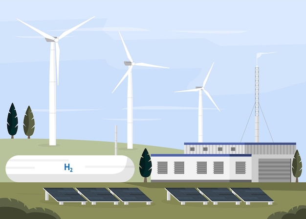 Hydrogen microgrid with wind turbine and solar cell