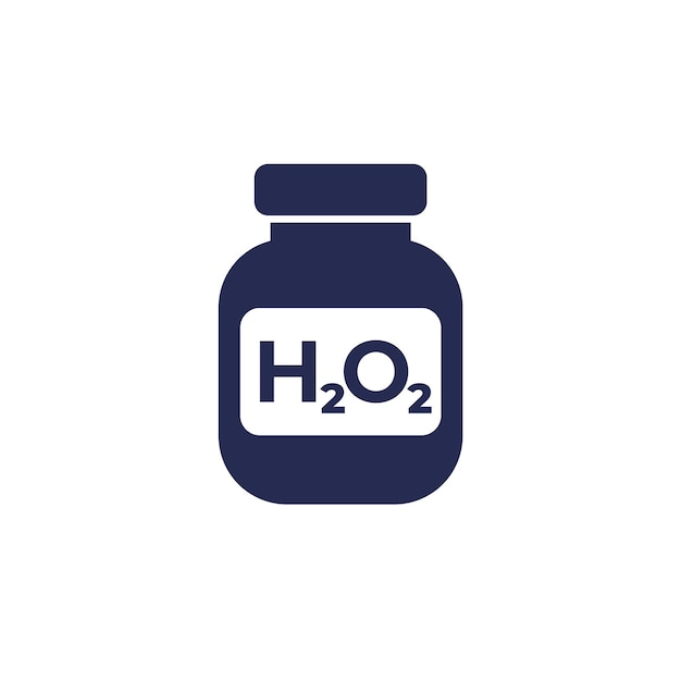 Hydrogen peroxide in a bottle icon on white