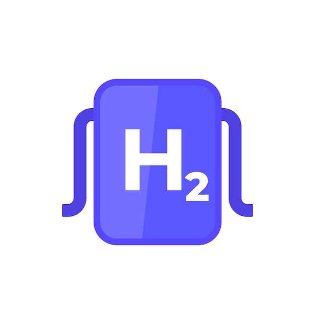 hydrogen power system icon on white h2 energy source flat design