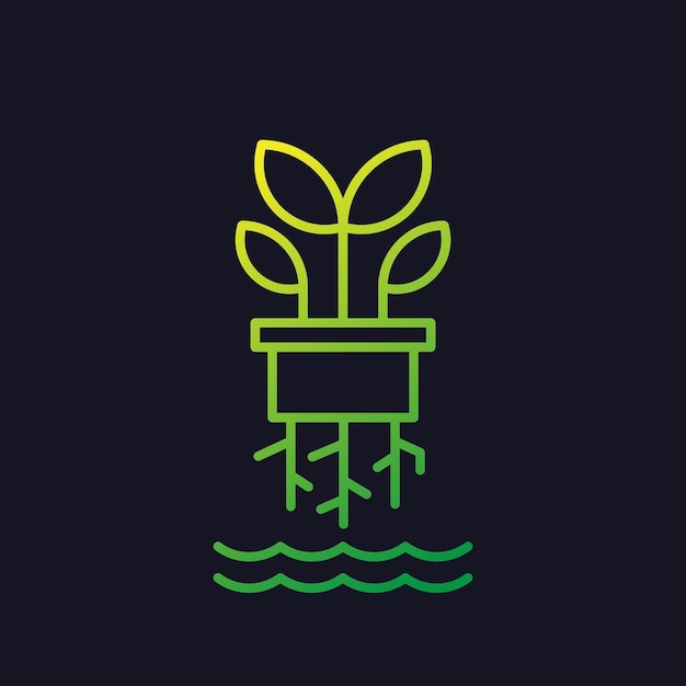 Hydroponic farming line vector icon