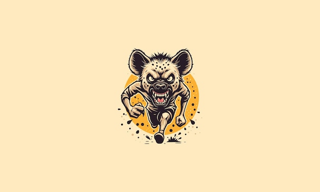 hyena angry running vector flat design logo