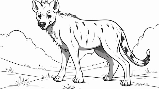 Vector hyena coloring page for kids fun and educational animal illustration