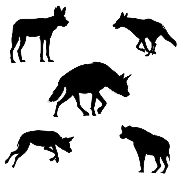 hyena silhouettes logo vector