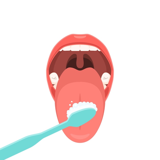 Hygiene of the tongue with a toothbrush