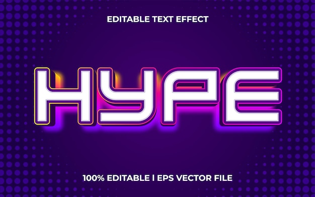 Hype 3d text effect with neon theme. colorful typography template for modern tittle