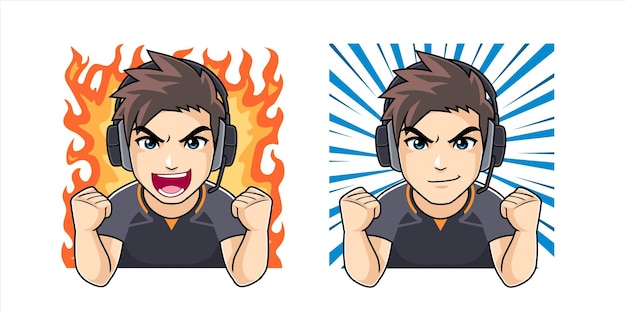 Hype gamer emotion for sticker badges and streamer vector illustration