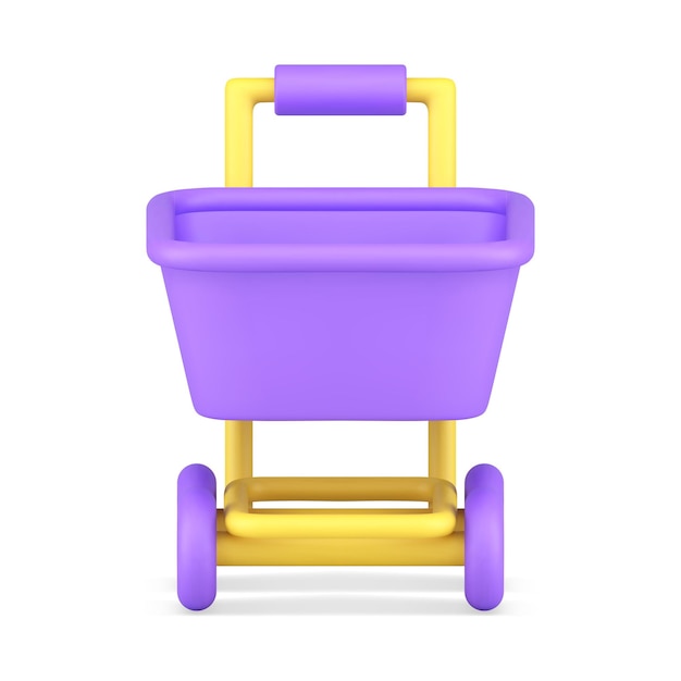 Hypermarket shopping transportation equipment product carrying front view realistic d icon vector