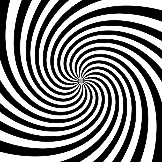 Hypnotic spinning vortex background Radial optical illusion Black and white swirl wallpaper