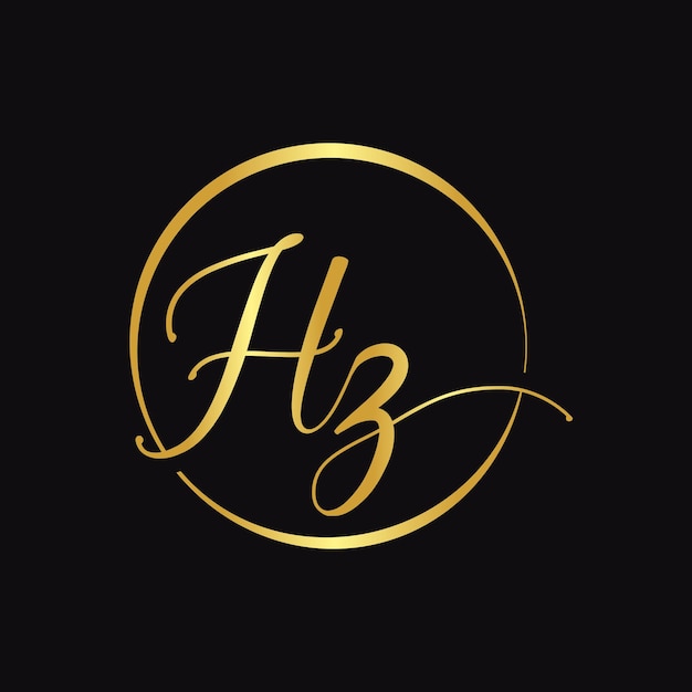 HZ Script Logo Design Vector Template Initial Calligraphy Letter HZ Vector Illustration