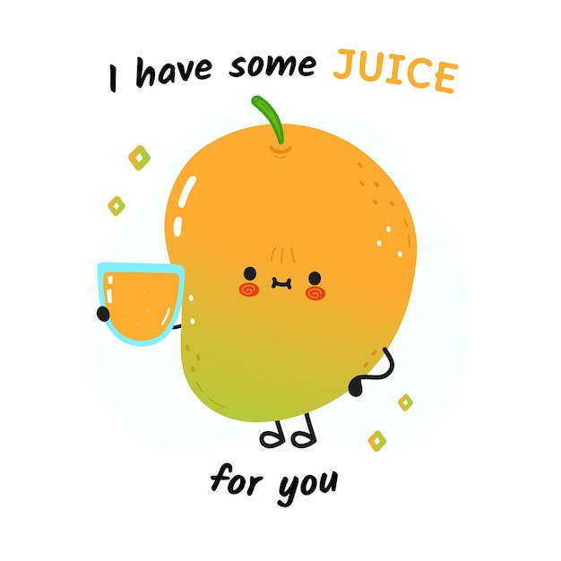 I have some juice card with cute happy mango