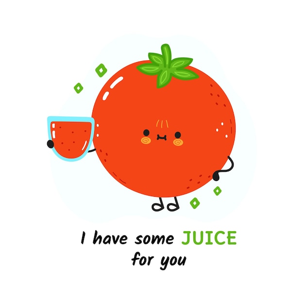 I have some juice card with cute happy tomato