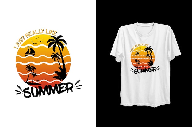 i just really like summer typography vintage premium vector t shirt design