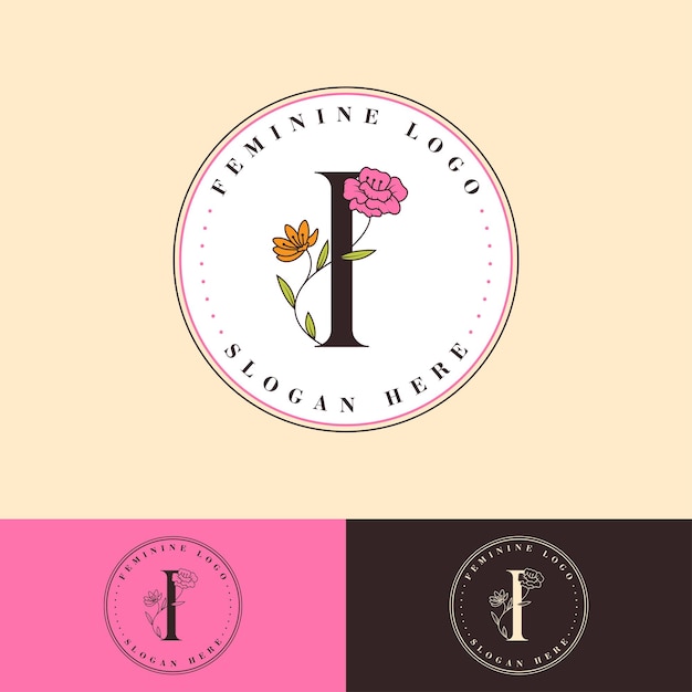 I Letter Floral Feminine Logo