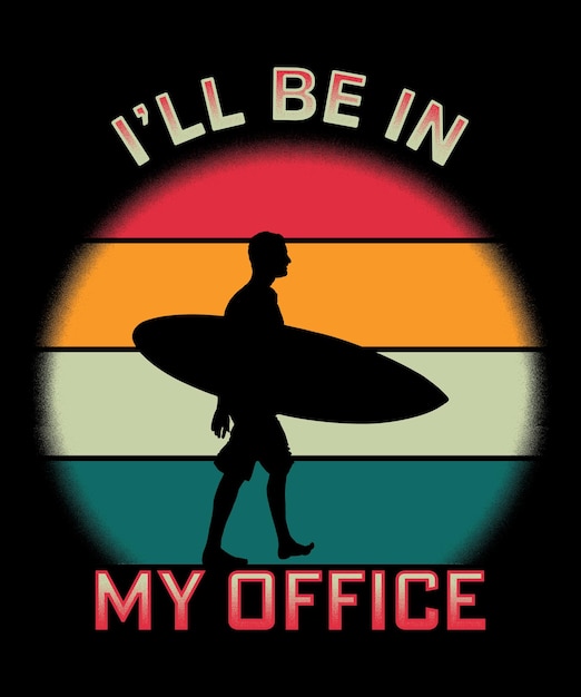 I'll be in my office sunset style retro vintage tshirt design