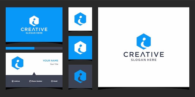 i logo design with bussines card template