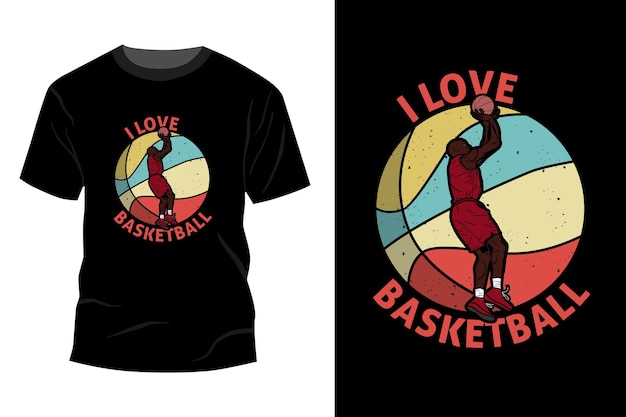 I love basketball t-shirt mockup design vintage retro