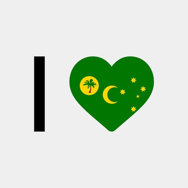 I Love Cocos Island Country Heart vector illustration