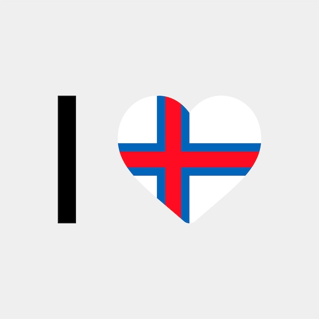 I Love Faroe Island Country Heart vector illustration