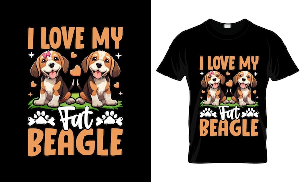 Vector i love fat beagle colorful graphic tshirt beagle tshirt design