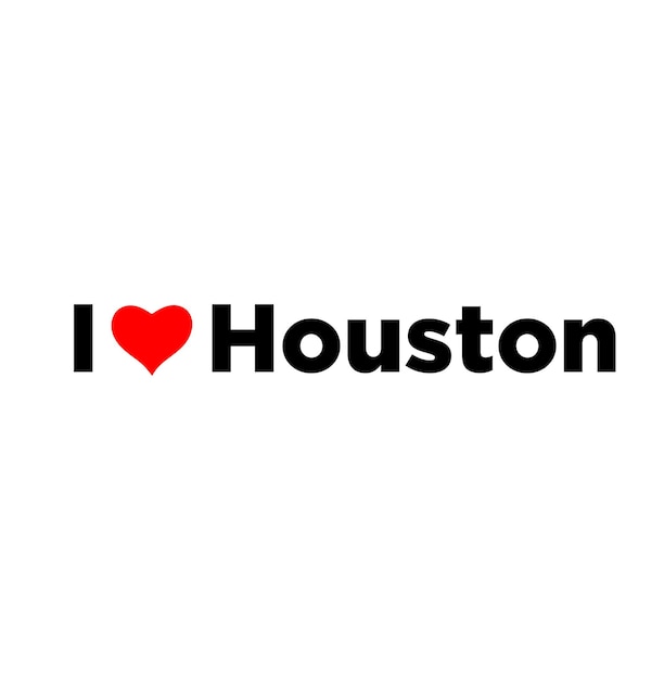 I Love Houston typography with red heart Love Houston lettering