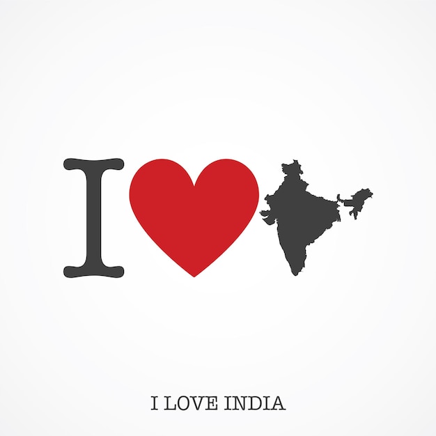 I love India Heart shape national country map icon