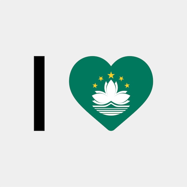 I Love Macau Country Heart vector illustration