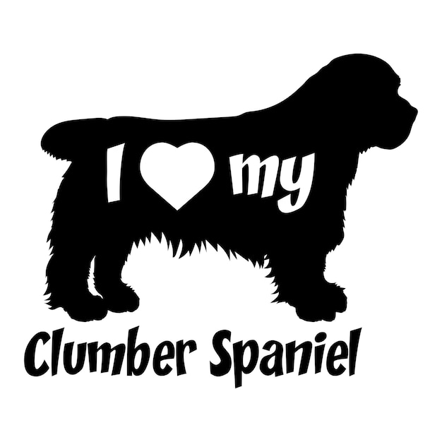 Vector i love my clumber spaniel dog silhouette dog breeds logo dog monogram vector