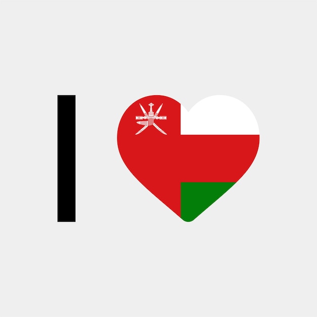 I Love Oman Country Heart vector illustration