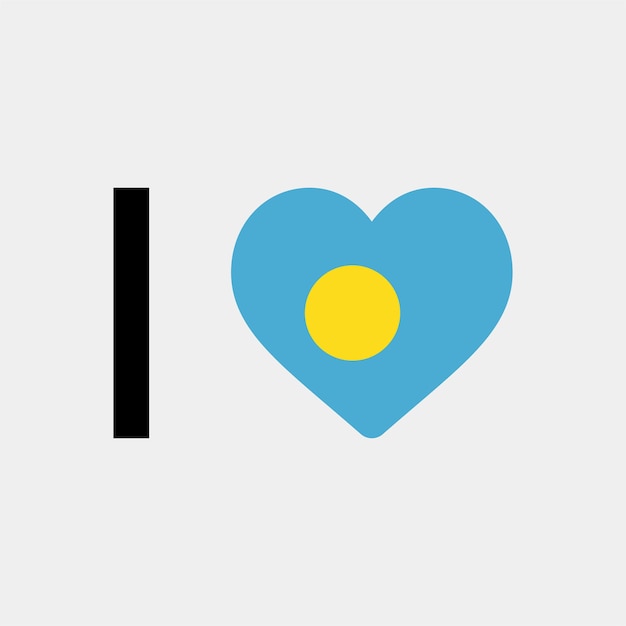 I Love Palau Country Heart vector illustration