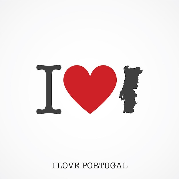 I love Portugal Heart shape national country map icon