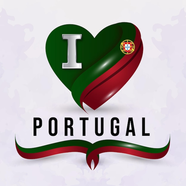 I love Portugal with Flag Heart vector illustration