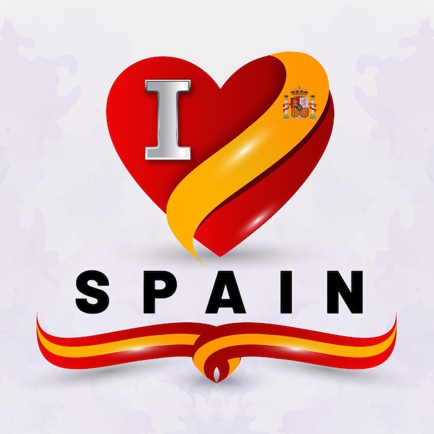 I love spain with Flag Heart vector illustration