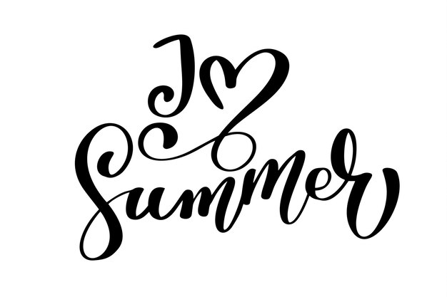 I love summer text Hand drawn lettering Handwritten calligraphy design vector illustration