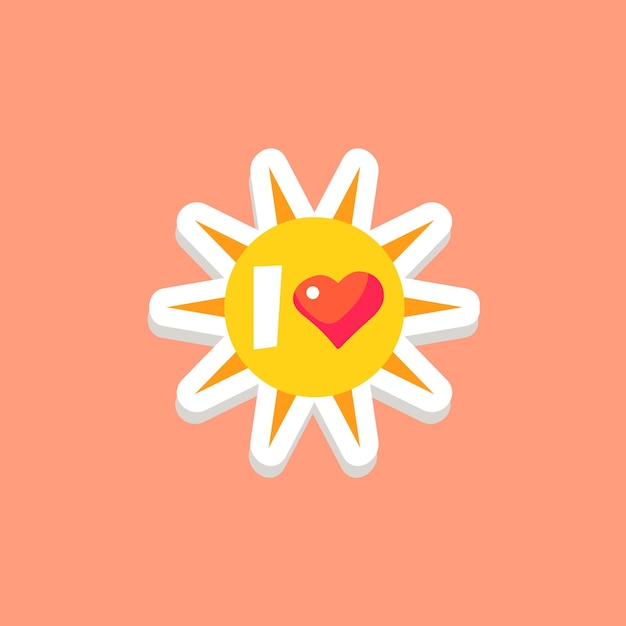 I Love Sun Bright Color Summer Inspired Sticker With Text