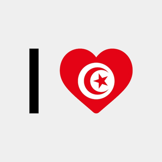 I Love Tunisia Country Heart vector illustration