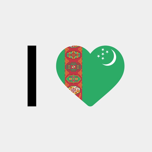 I Love Turkmenistan Country Heart vector illustration