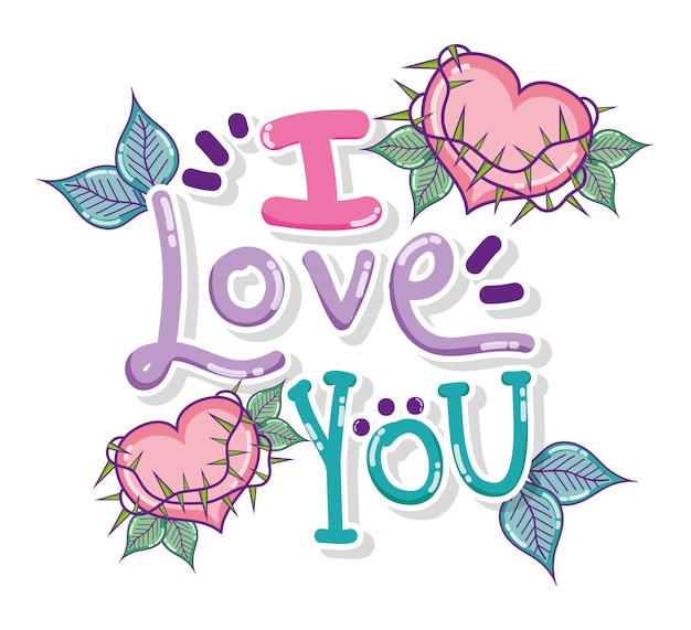 I love you card message cute cartoons design