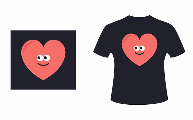 I Love You, Cute heart face T Shirt Design, T Shirt Vector Template