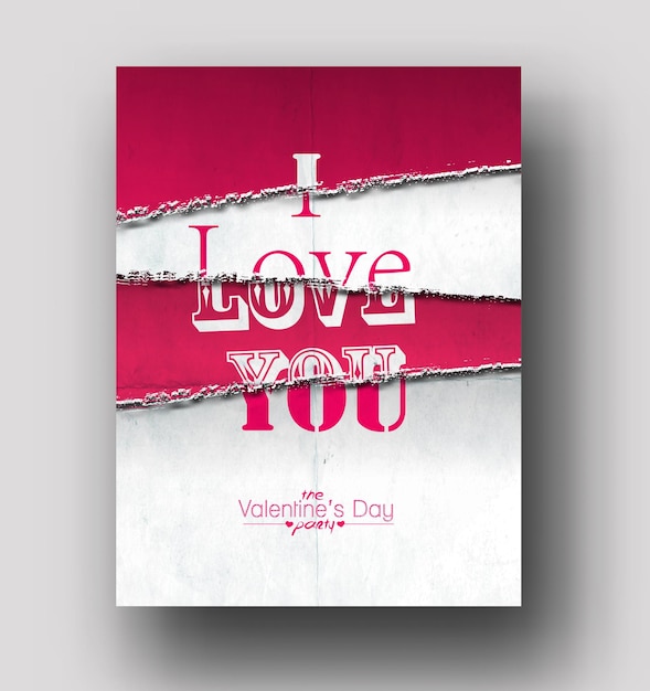 Vector i love you flyer and poster cover design in a4 size template illustration