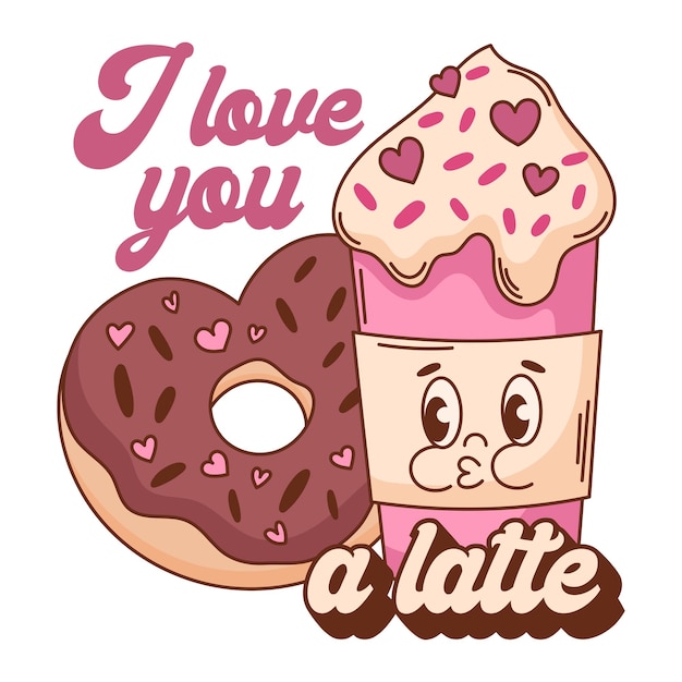 Vector i love you a latte vector print. valentine's day quote