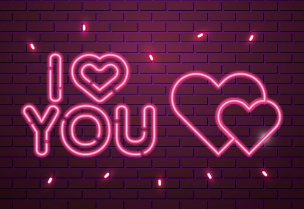 I love you lettering of neon light 