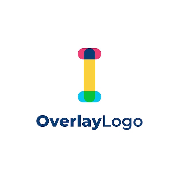 I Modern And Colorful Initial Alphabet Letter Logo Overlapping Graphics