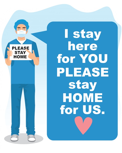 I stay here for you please stay home for us - poster for stop coronavirus