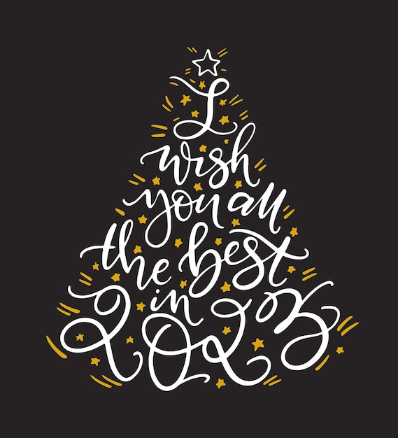 I wish you all the best in 2023 phrase by hand Funny new year greeting card design