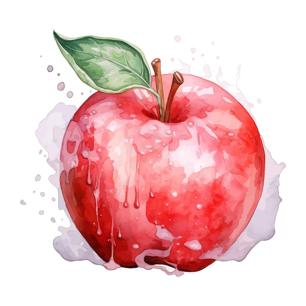 Ice apple watercolor clipart white background