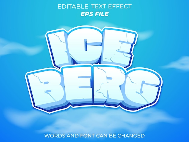 ice berg text effect font editable typography 3d text vector template